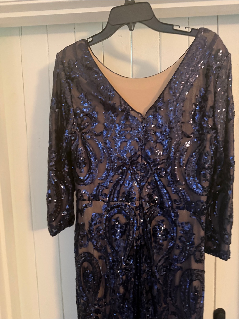 Alex Evenings Deep Navy Beaded Maxi Gown - Picture 3 of 4